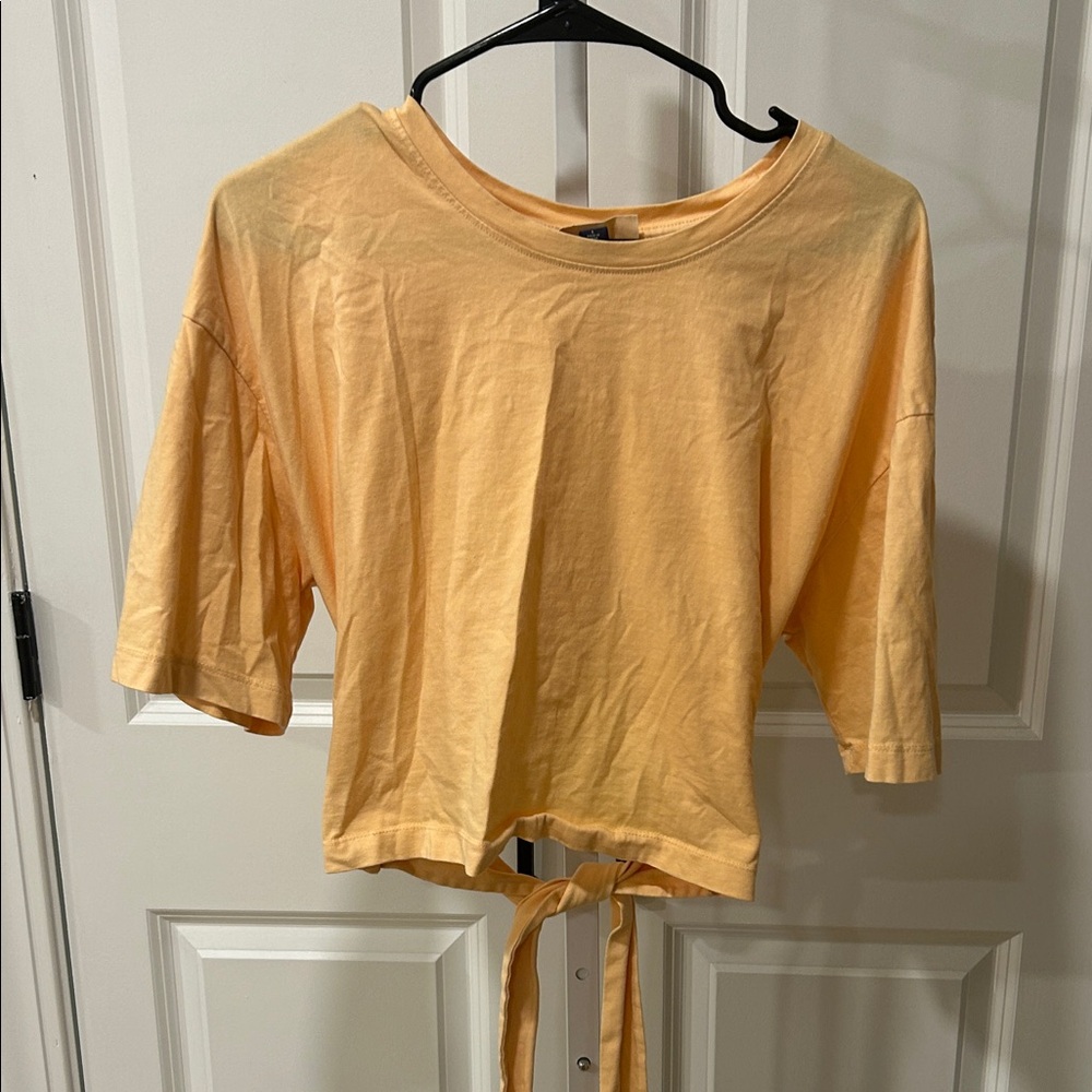 Casual Orange Tie-Front Top